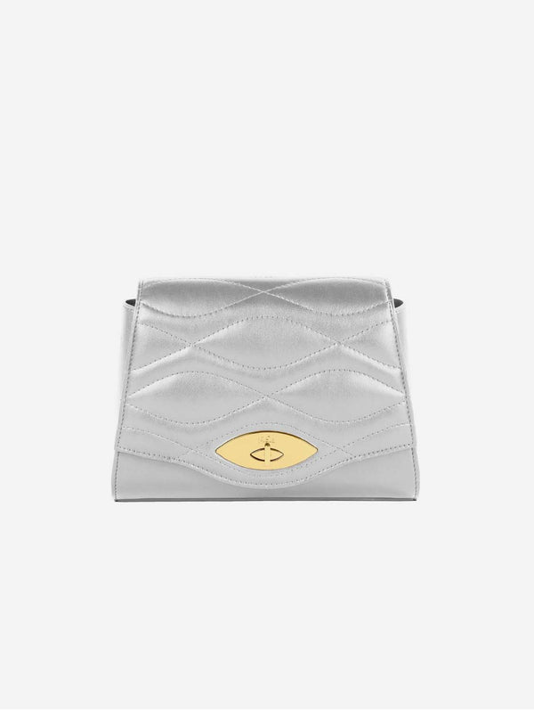 Mela Mimi Apple Leather Vegan Crossbody Bag | Silver