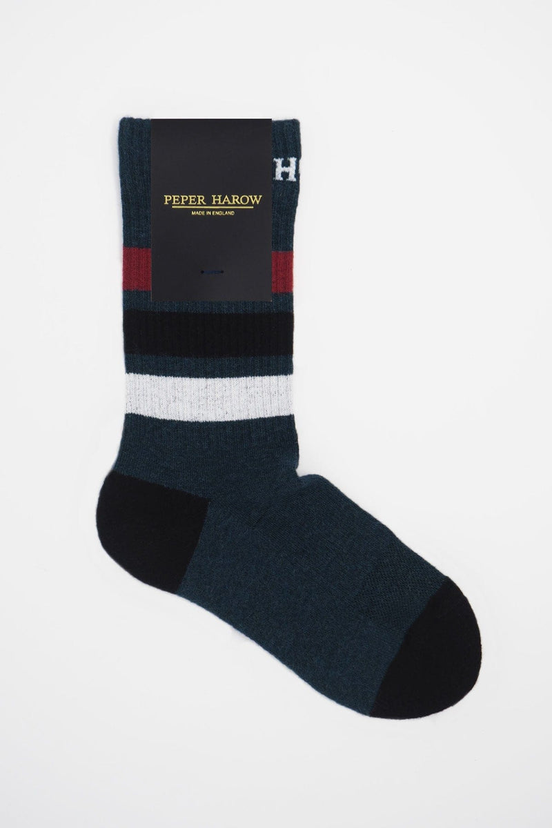 Peper Harow Striped Organic Men's Sport Socks Bundle - Black & Navy