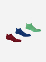 Immaculate Vegan - Peper Harow Organic Sport Men's Trainer Socks Bundle - Burgundy, Blue & Green