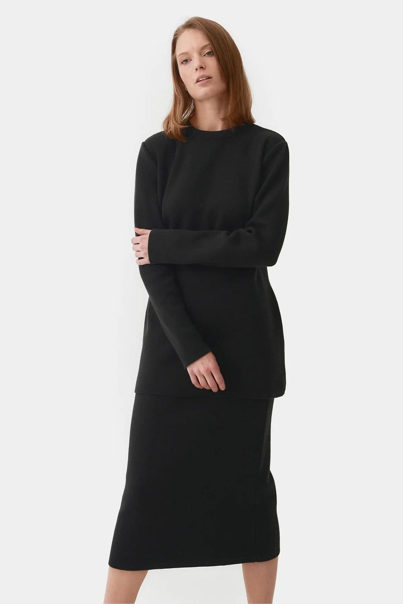 Mila.Vert Knitted Organic Cotton Belted Tunic | Multiple Colours Black / S