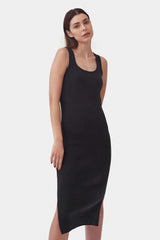 Immaculate Vegan - Mila.Vert Knitted Organic Cotton Scoop Neck Dress | Multiple Colours Black / XS