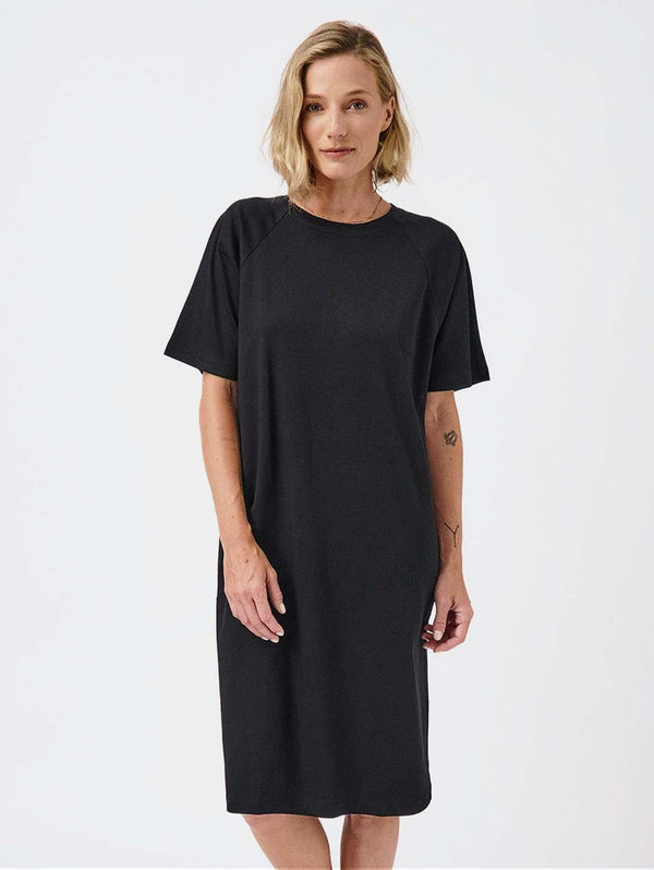 Mila.Vert Raglan Organic Cotton T-shirt Dress | Multiple Colours Black / XS
