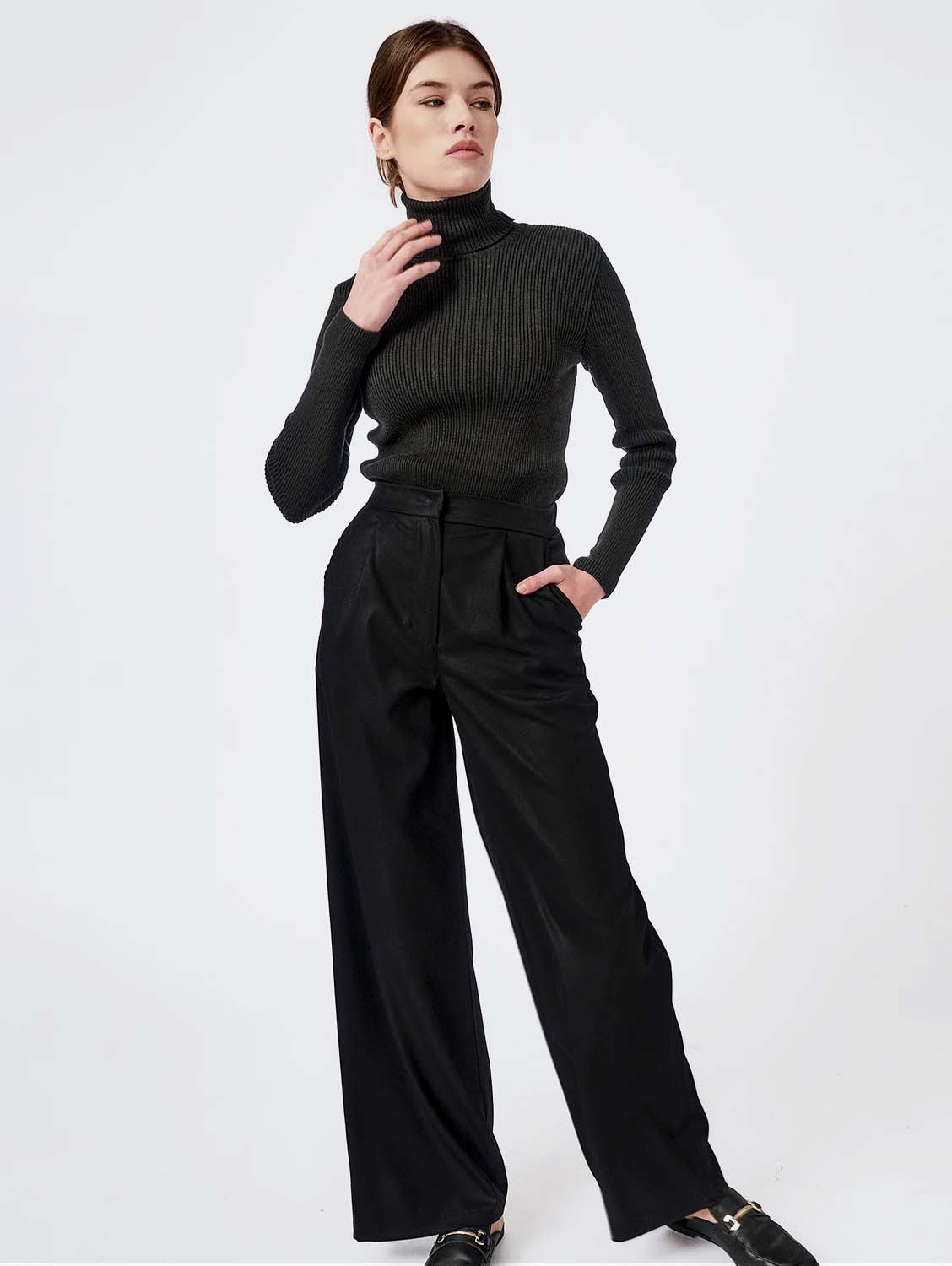 Mila.Vert Wide-leg Bamboo Tailored Trousers | Muliple Colours Black / XS