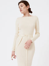 Immaculate Vegan - Mila.Vert Knitted long-sleeved boat neck dress Cream / S