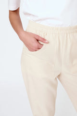 Immaculate Vegan - Mila.Vert Front Detail Organic Cotton Long Trousers | Cream