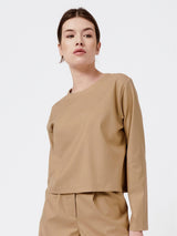 Immaculate Vegan - Mila.Vert Cropped long-sleeved blouse Golden sand / XL