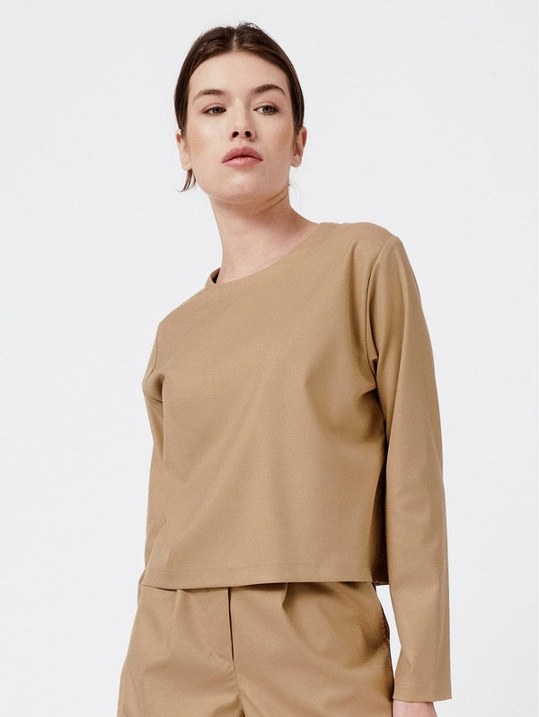 Mila.Vert Cropped long-sleeved blouse Golden sand / XL