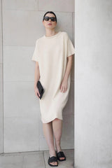 Immaculate Vegan - Mila.Vert Knitted Herringbone Organic Cotton T-shirt Dress | Multiple Colours