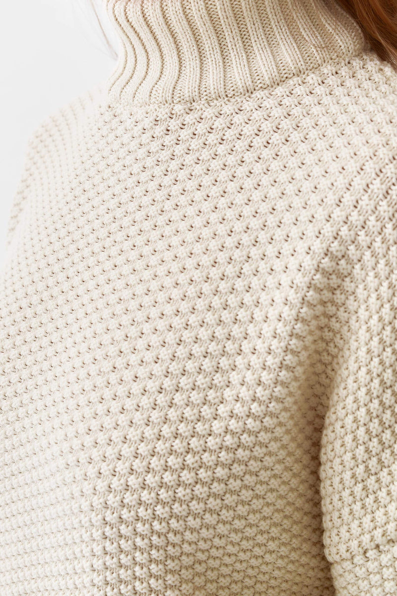 Mila.Vert Knitted Organic Cotton Rice Cubes Rollneck Jumper | Multiple Colours