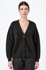 Immaculate Vegan - Mila.Vert Knitted Organic Cotton Relief Button-down Cardigan | Multiple Colours L / Black