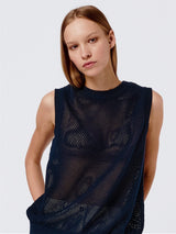 Immaculate Vegan - Mila.Vert Knitted mesh sleeveless top S-M / Navy blue