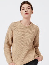 Immaculate Vegan - Mila.Vert Knitted Rhomb Organic Cotton Pullover | Multiple Colours Sand / L