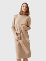 Immaculate Vegan - Mila.Vert Knitted Organic Cotton Belted Dress | Multiple Colours Sand / XS