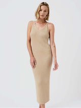Immaculate Vegan - Mila.Vert Knitted Organic Cotton Ribbed Strap Dress | Multiple Colours Sand / XS-M