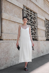 Immaculate Vegan - Mila.Vert Tencel Sateen Front Detail Slip Dress | White