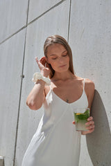 Immaculate Vegan - Mila.Vert Tencel Sateen Front Detail Slip Dress | White