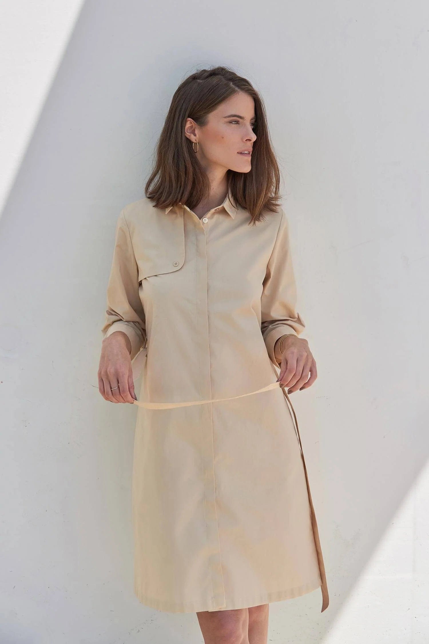 Mila.Vert Trench Organic Cotton Sateen Shirt Dress | Multiple Colours