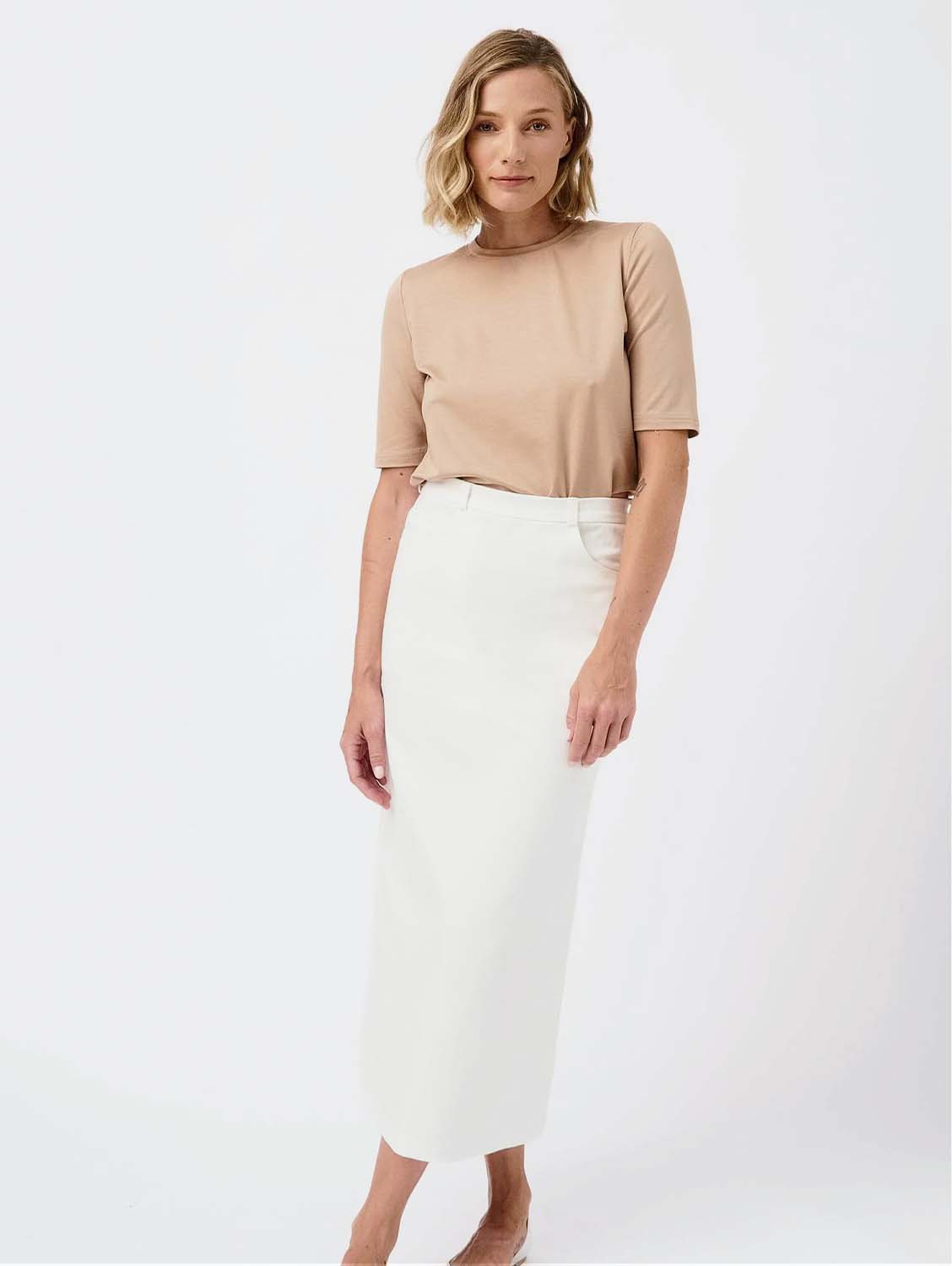 Mila.Vert Maxi Denim Organic Cotton Skirt | White White / XS