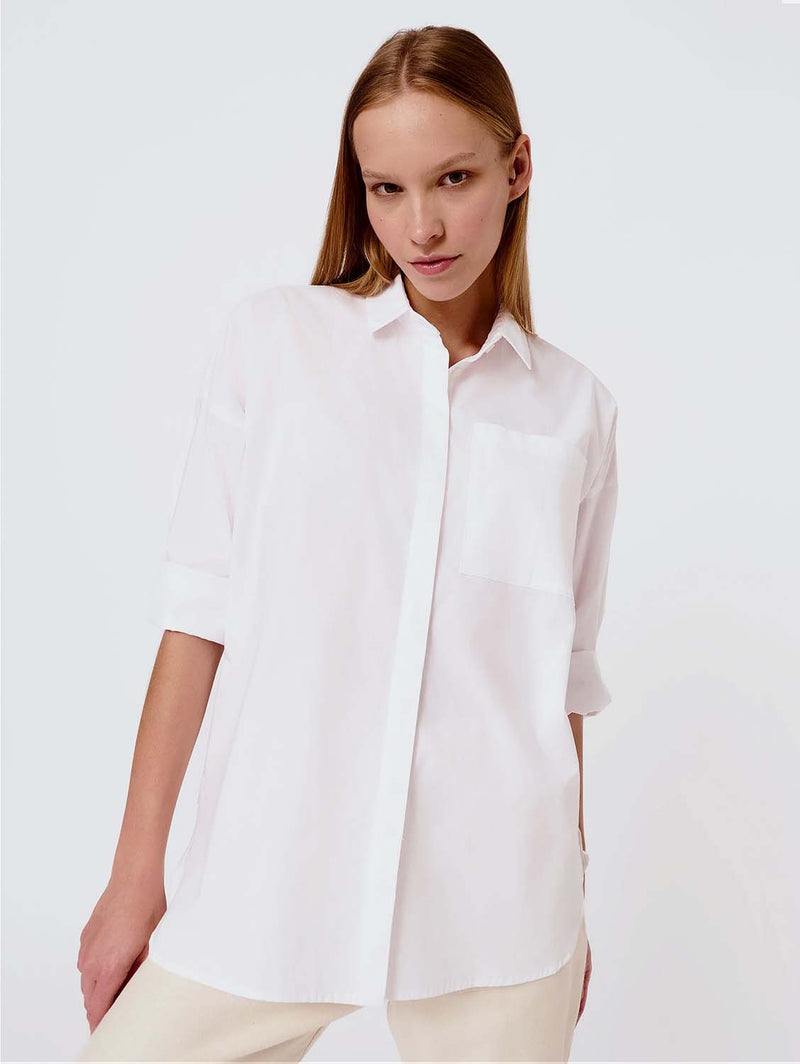 Mila.Vert Oversized Organic Cotton Shirt | White White / XS