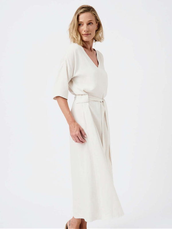 Mila.Vert V-Neck Tencel Belted Maxi Dress | Multiple Colours White / XS