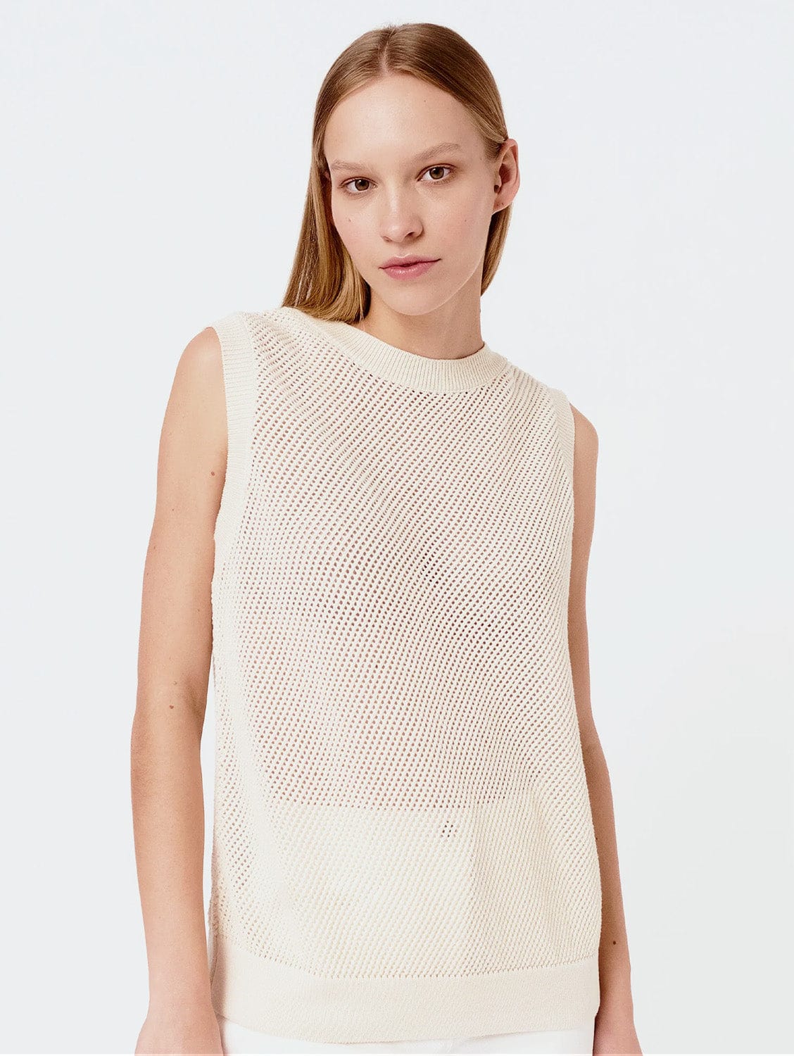 Mila.Vert Knitted mesh sleeveless top XS / Cream