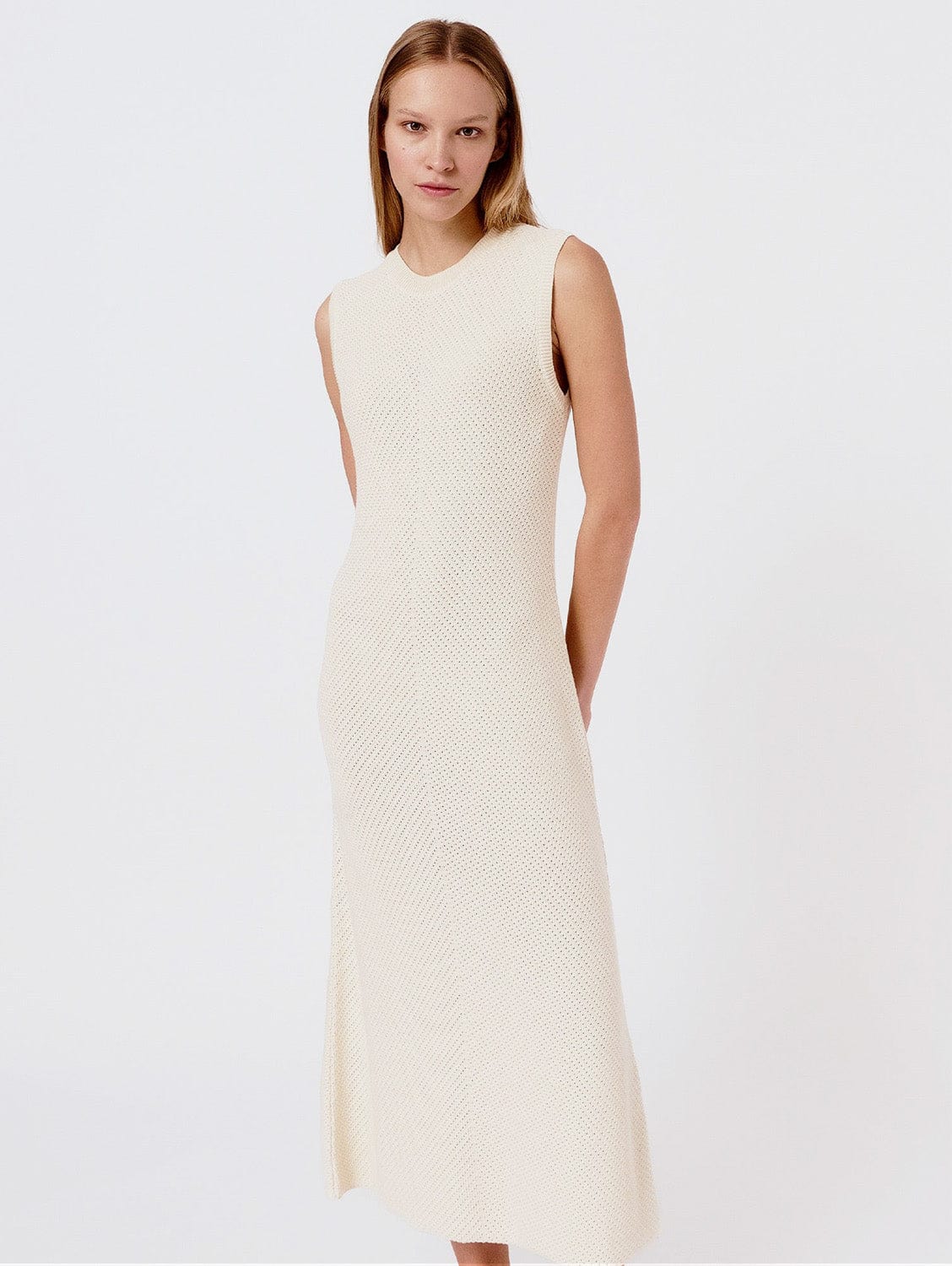 Mila.Vert Knitted pinpoint dress XS / Cream