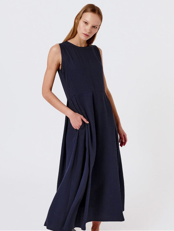 Mila.Vert Tencel pleat dress XS / Dark blue
