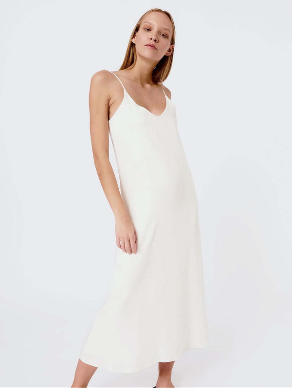 Mila.Vert Tencel Sateen Front Detail Slip Dress | White XS