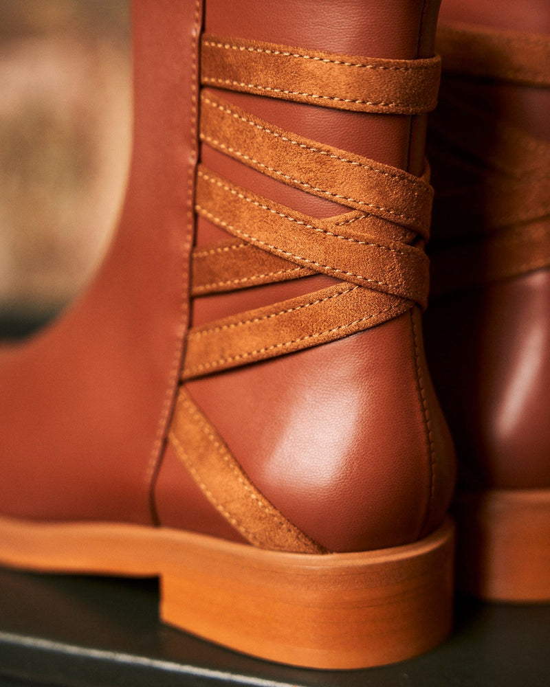 Minuit sur Terre Catimini Vegan Leather Zip Ankle Boots | Camel