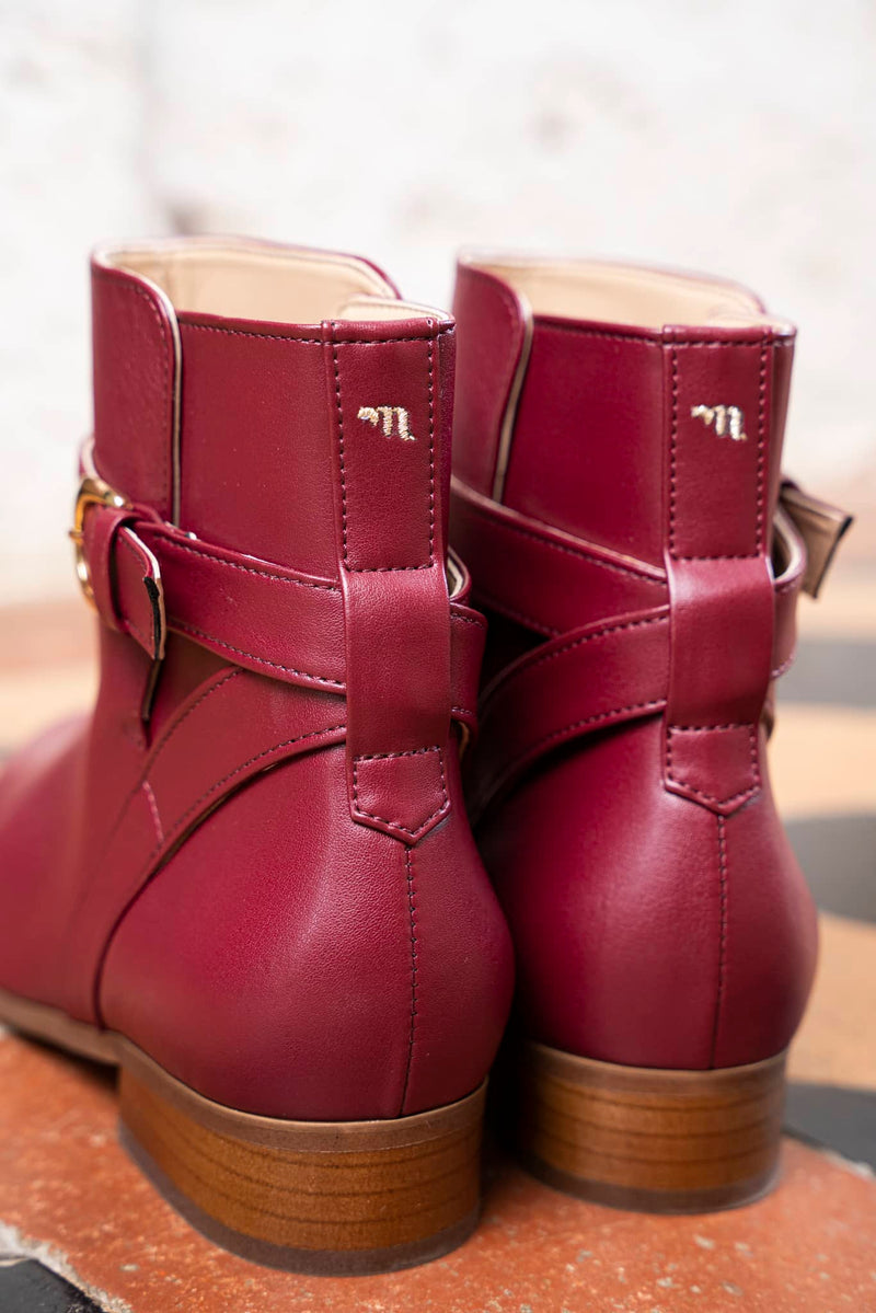 Minuit sur Terre Illusion Vegan Leather Ankle Boots | Burgundy