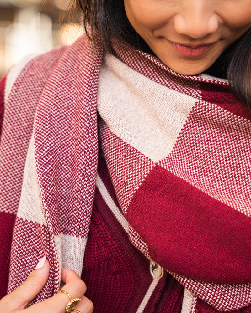 Minuit sur Terre Meridian Recycled Cotton Vegan Scarf | Burgundy