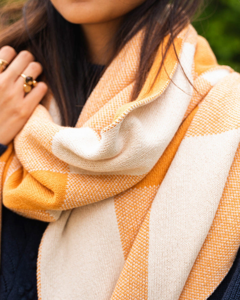 Minuit sur Terre Meridian Recycled Cotton Vegan Scarf | Ochre Yellow