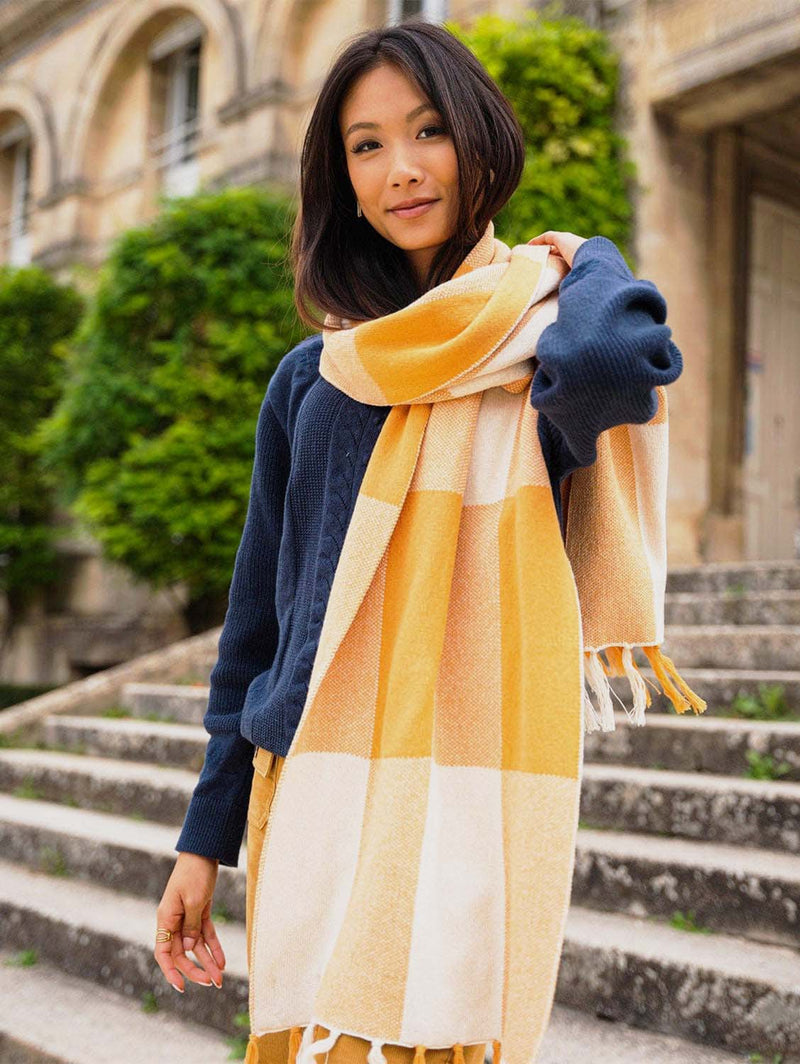 Minuit sur Terre Meridian Recycled Cotton Vegan Scarf | Ochre Yellow