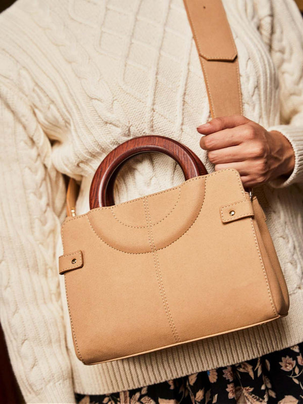 Minuit sur Terre Micro Kayamb Vegan Leather Shoulder Bag | Latte