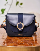 Immaculate Vegan - Minuit sur Terre Mira Vegan Grain Leather Crossbody Bag | Navy Blue