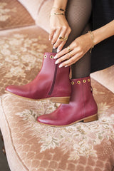 Immaculate Vegan - Minuit sur Terre Nansouty Vegan Leather Ankle Boots | Burgundy