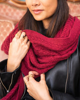 Immaculate Vegan - Minuit sur Terre Nebula Recycled Cotton Cable Knit Vegan Scarf | Burgundy