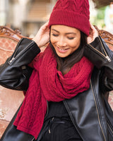 Immaculate Vegan - Minuit sur Terre Nebula Recycled Cotton Cable Knit Vegan Scarf | Burgundy