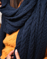 Immaculate Vegan - Minuit sur Terre Nebula Recycled Cotton Cable Knit Vegan Scarf | Midnight Blue