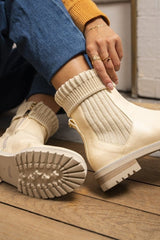 Immaculate Vegan - Minuit sur Terre Oracle Vegan Leather High-Ankle Flat Boots | Cream