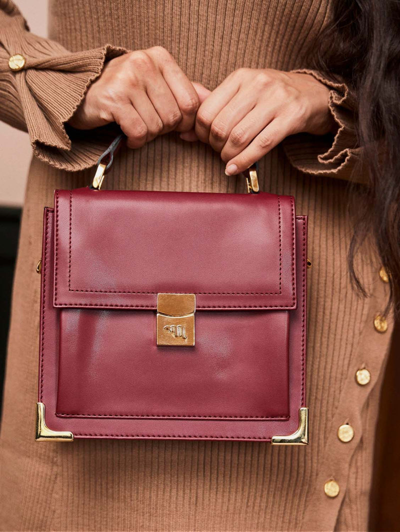 Minuit sur Terre Polar Vegan Grain Leather Mini Satchel | Bordeaux