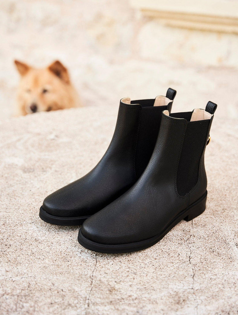 Minuit sur Terre Secret Vegan Leather Chelsea Boots Black