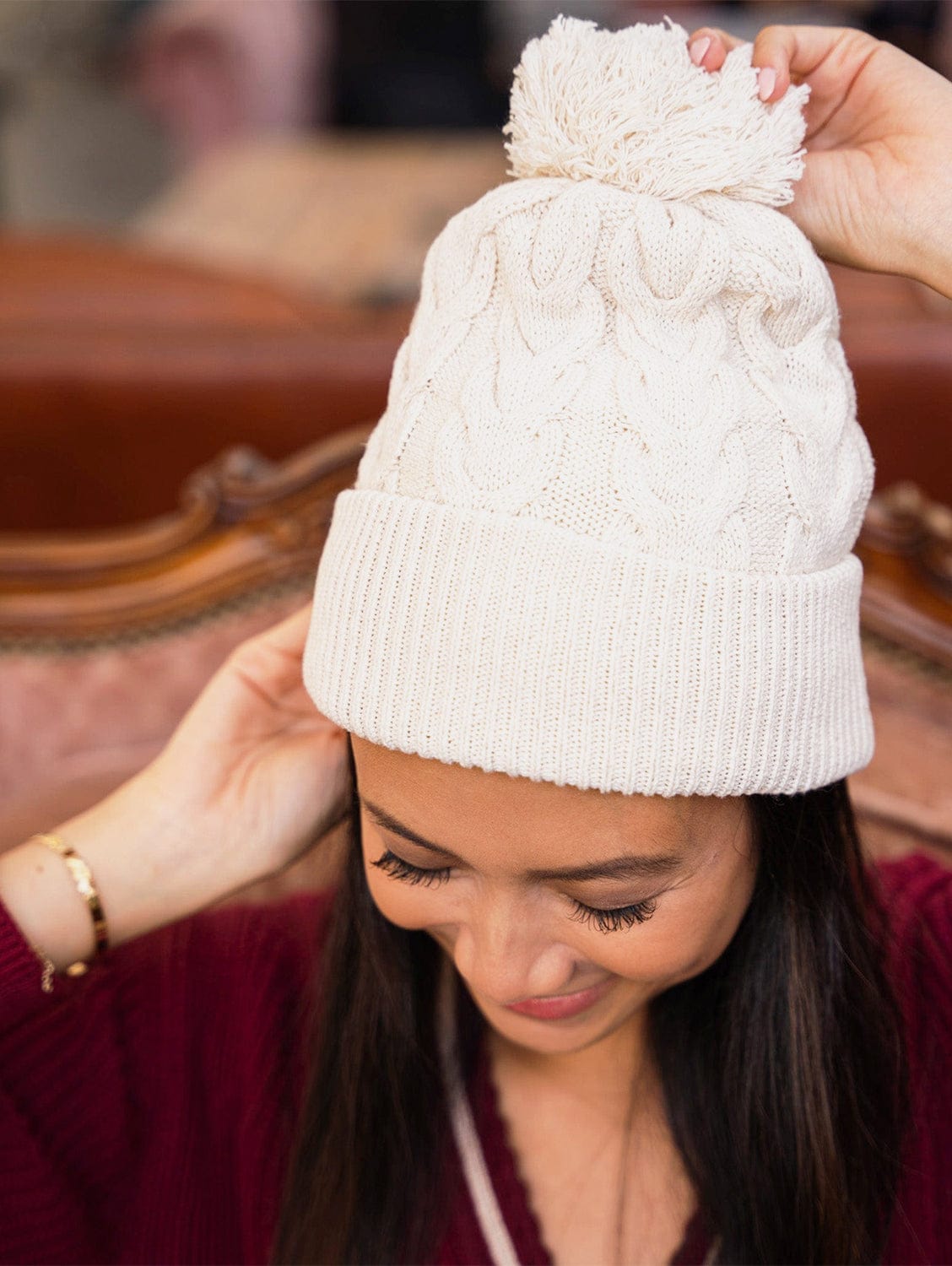 Minuit sur Terre Snowflake Recycled Cotton Vegan Hat | Ecru