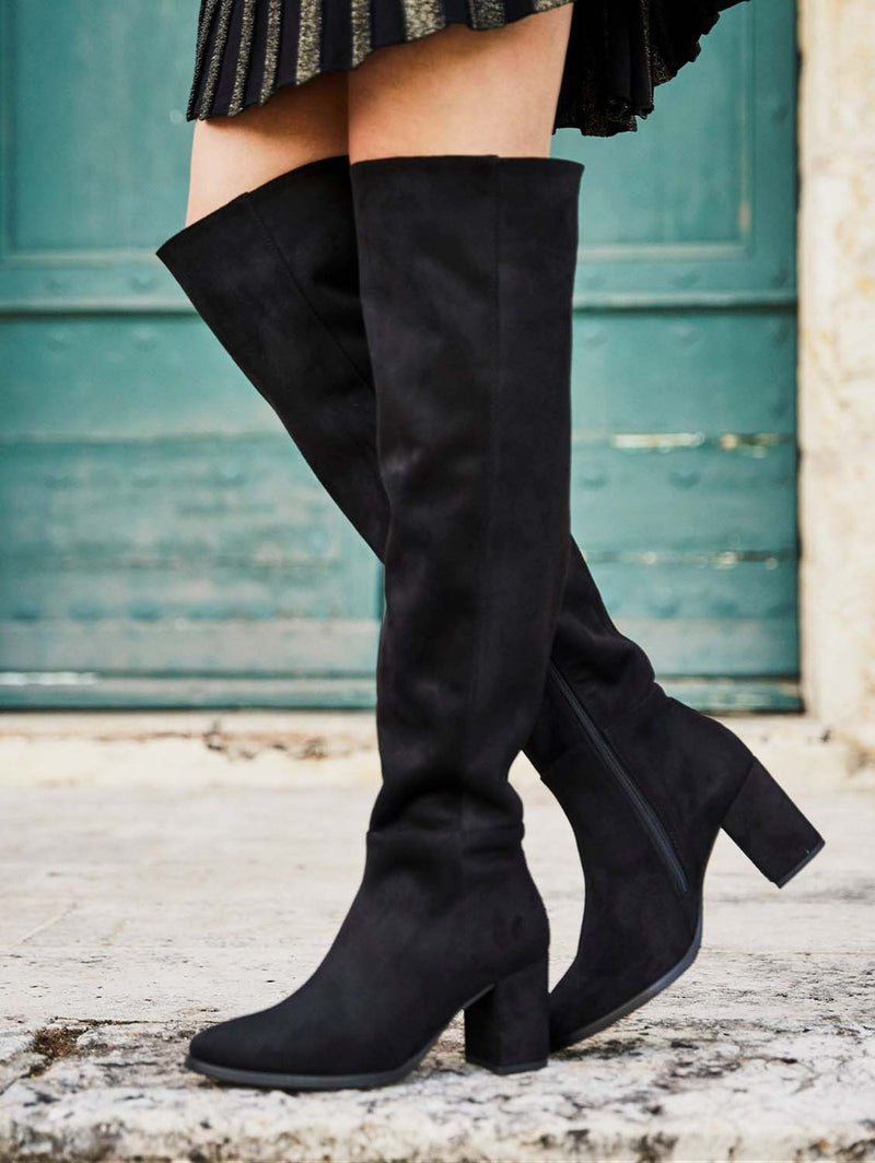 Minuit sur Terre Nocturnal Recycled Vegan Suede Knee High Boots | Black UK2.5 / EU35 / US4.5