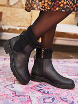 Immaculate Vegan - Minuit sur Terre Oracle Vegan Leather High-Ankle Flat Boots | Black UK2.5 / EU35 / US4.5