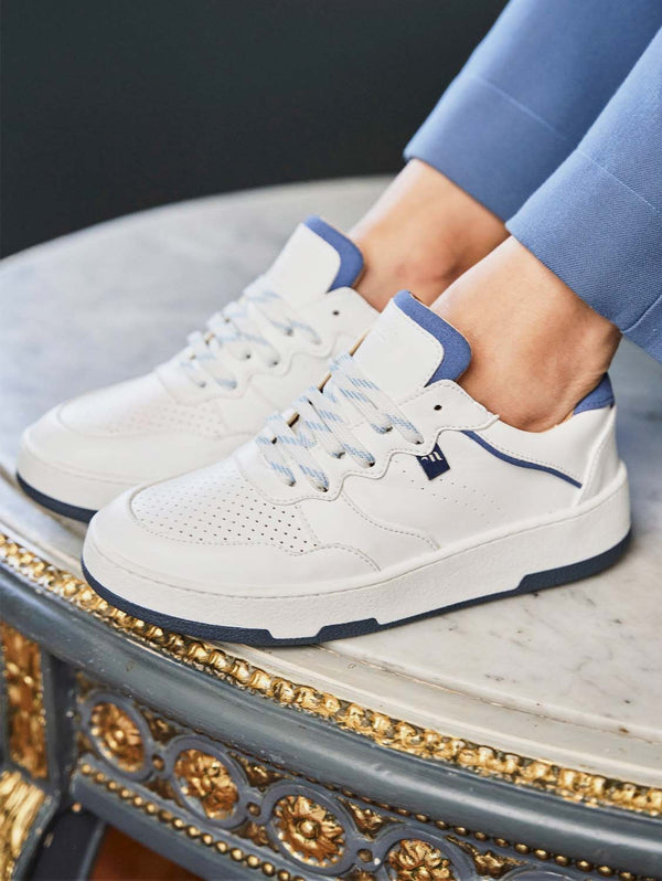 Minuit sur Terre Vestige Unisex Recycled Vegan Sneakers | White & Denim UK2.5 / EU35 / US4.5