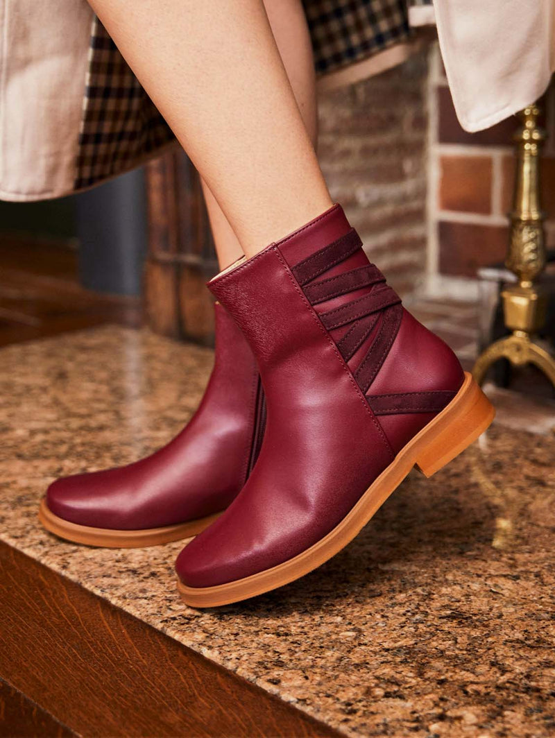 Minuit sur Terre Catimini Vegan Leather Zip Ankle Boots | Bordeaux UK8 / EU42 / US10