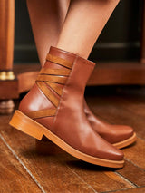 Immaculate Vegan - Minuit sur Terre Catimini Vegan Leather Zip Ankle Boots | Camel UK8 / EU42 / US10