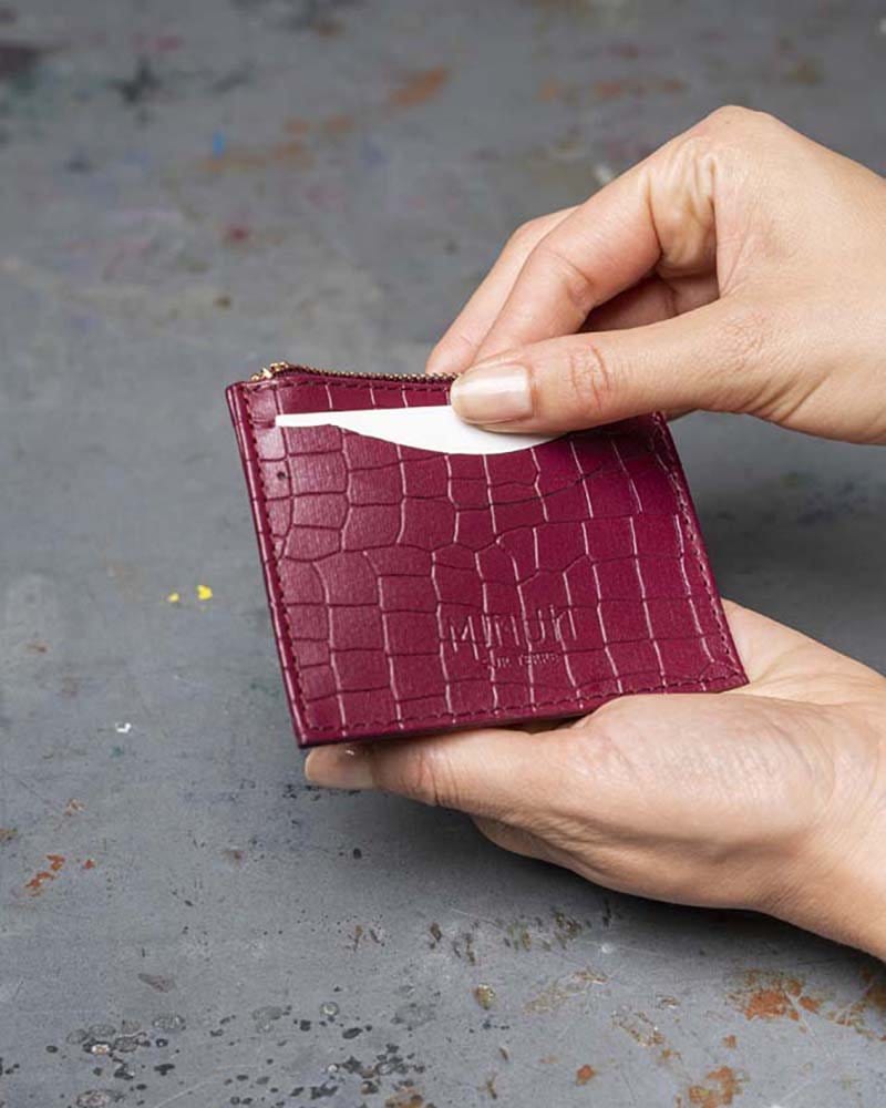 Minuit sur Terre Vivace Vegan Leather Card Holder | Khaki Croc
