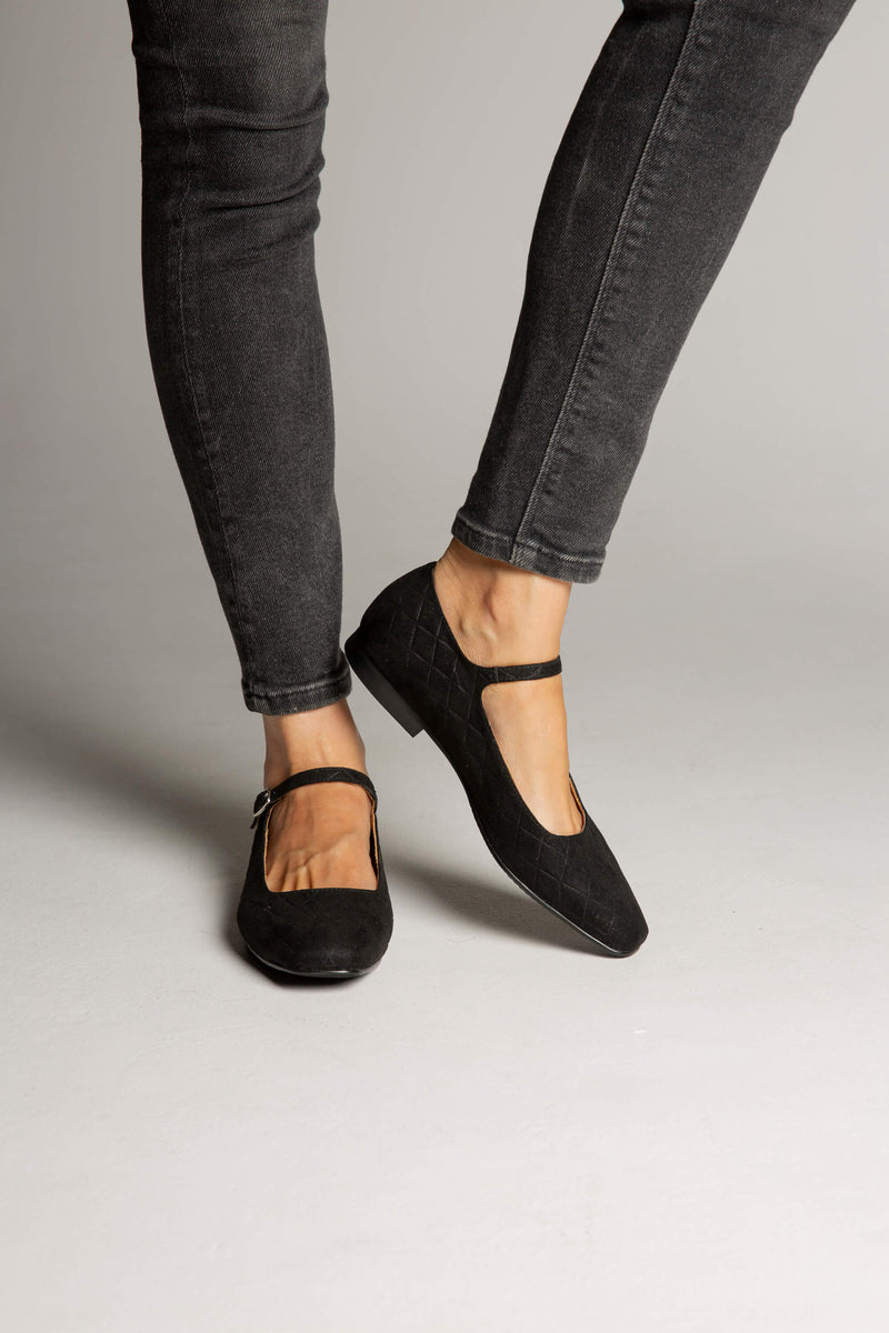 MOMOC Sweet Vegan Suede Ballerinas | Black